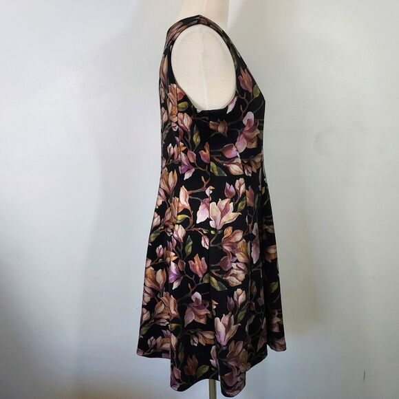 Signature Robbie Bee Dress Womens 14 Black Floral Fit And Flare Sleeveless - Picture 5 of 12